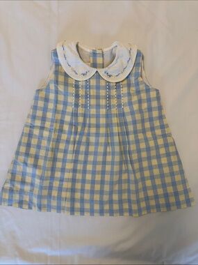 Strasburg Blue and Yellow Plaid Peter Pan Collar Dress